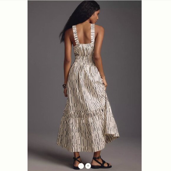 Anthropologie The Somerset Maxi Dress - Poplin Halter - Neutral Motif - Size XS - Picture 2 of 12